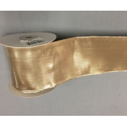 Metallic Ribbon w/Wire Edge Golden 2.5" 10y